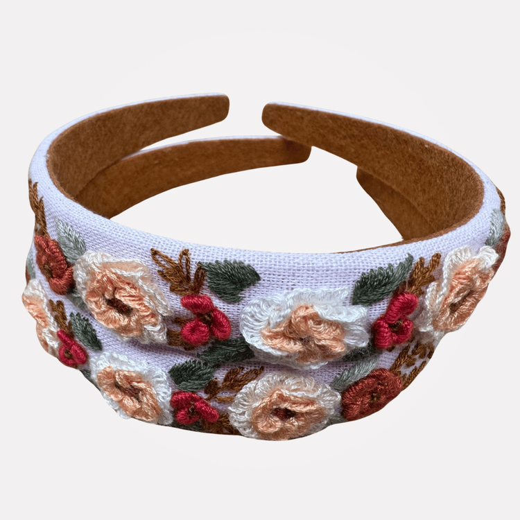 Quince Fables 3D Floral Embroidered Amelia Headband (Purple)