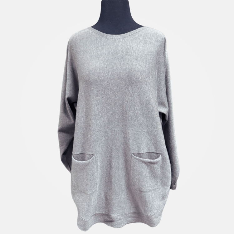 Tempo Paris Front Pockets Sweater (Gray)