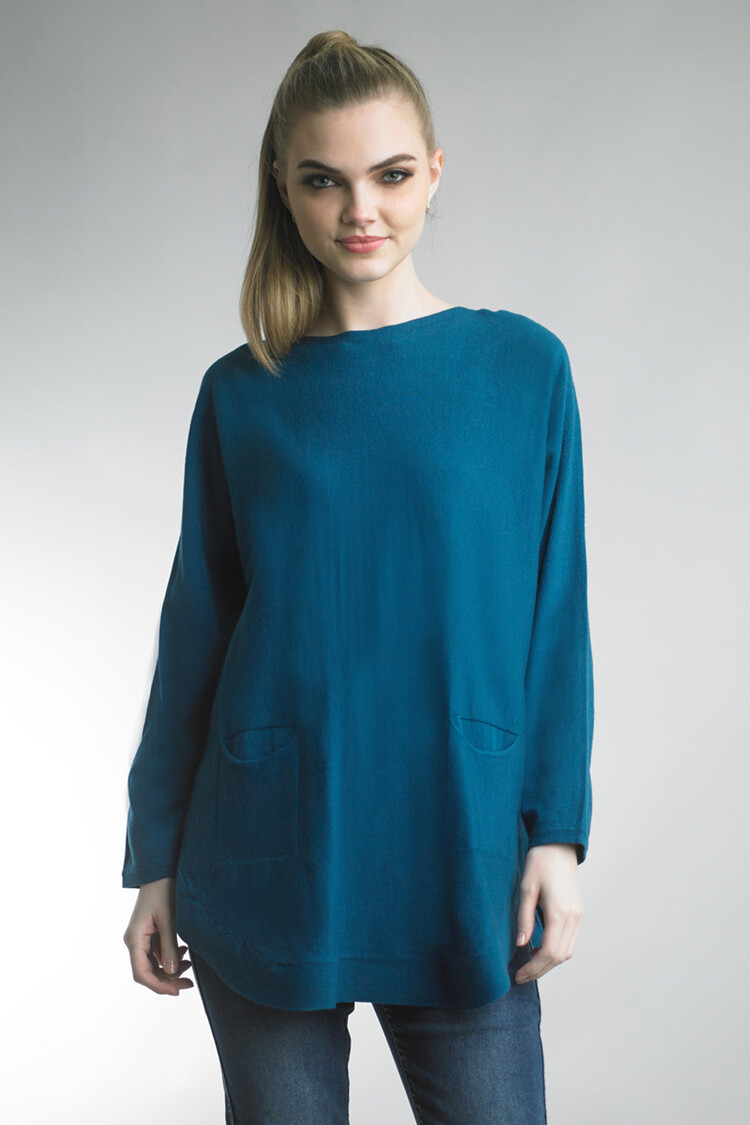 Tempo Paris Front Pockets Sweater (Teal)
