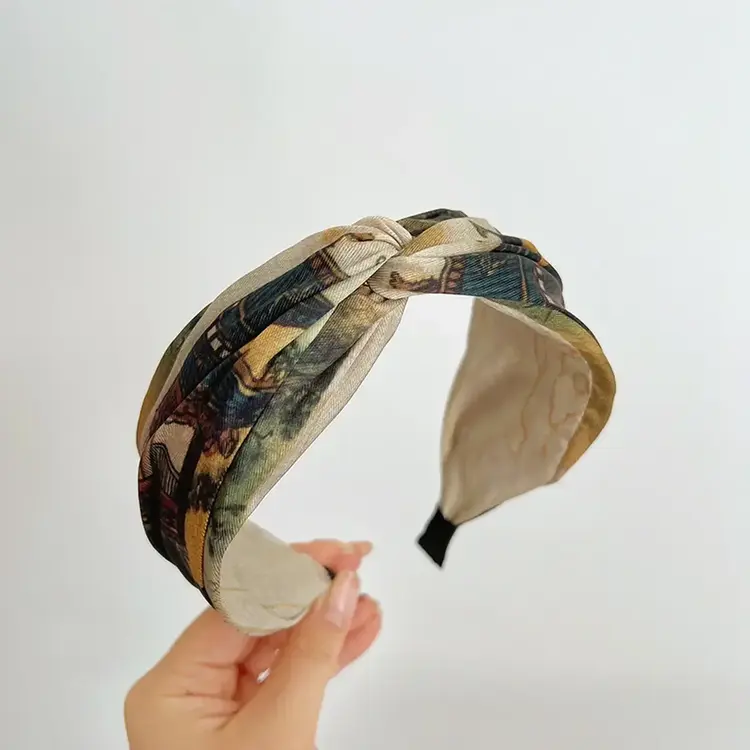 Retro Oil Painting Headband (Dark Green)