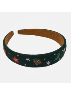 Quince Fables Christmas Embroidered Headband (Green)