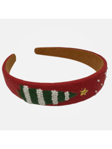 Quince Fables Christmas Tree Embroidered Headband