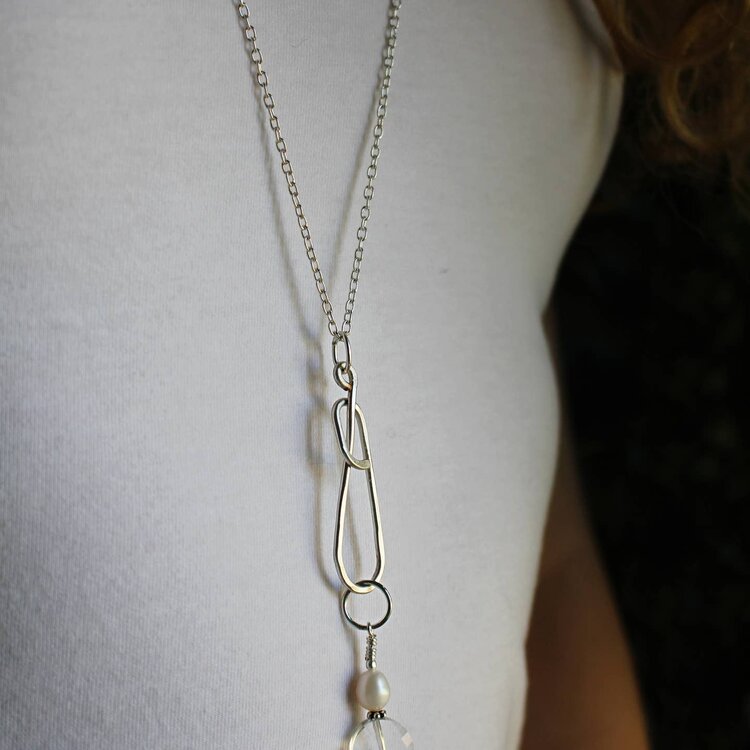 NNK Press Ellipse Stitch Marker Necklace/Silver