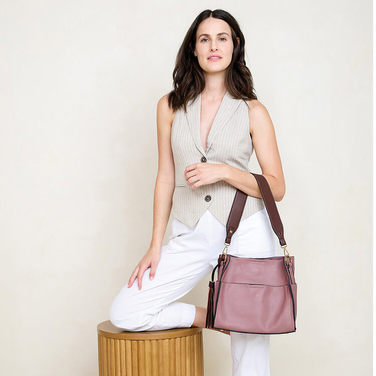 Jen & Co. Lyla Bucket Bag (Dark Pink)