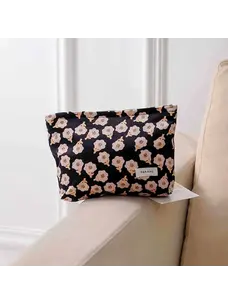 Vintage Floral Corduroy Accessory Bag (Black)