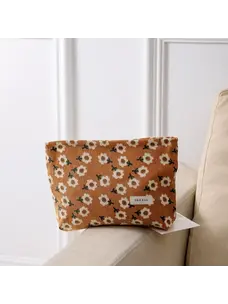 Vintage Floral Corduroy Accessory Bag (Mustard)