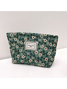 Corduroy Floral Acessory Bag (Green)