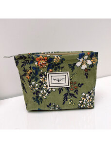 Corduroy Floral Acessory Bag (Olive)
