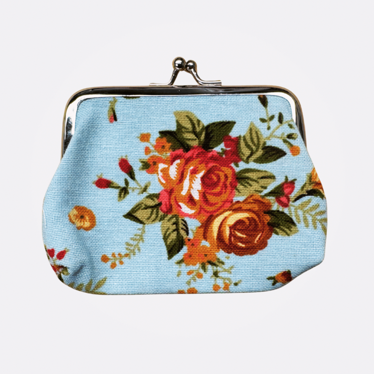 Floral Coin Purse (Blue)