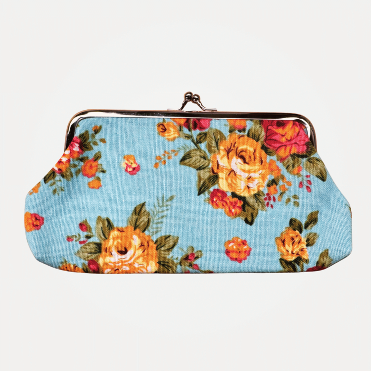 Long Floral Coin Purse (Blue)