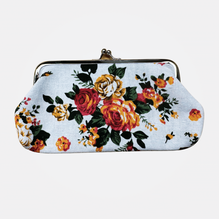 Long Floral Coin Purse (White)