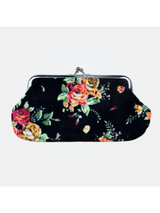 Long Floral Coin Purse (Black)
