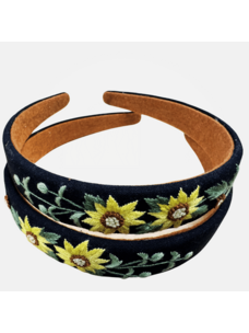 Quince Fables Lily of The Valley Embroidered Headband (Black Sunflower)