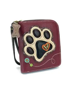 Chala Ivory Paw Print Zip Around Wallet