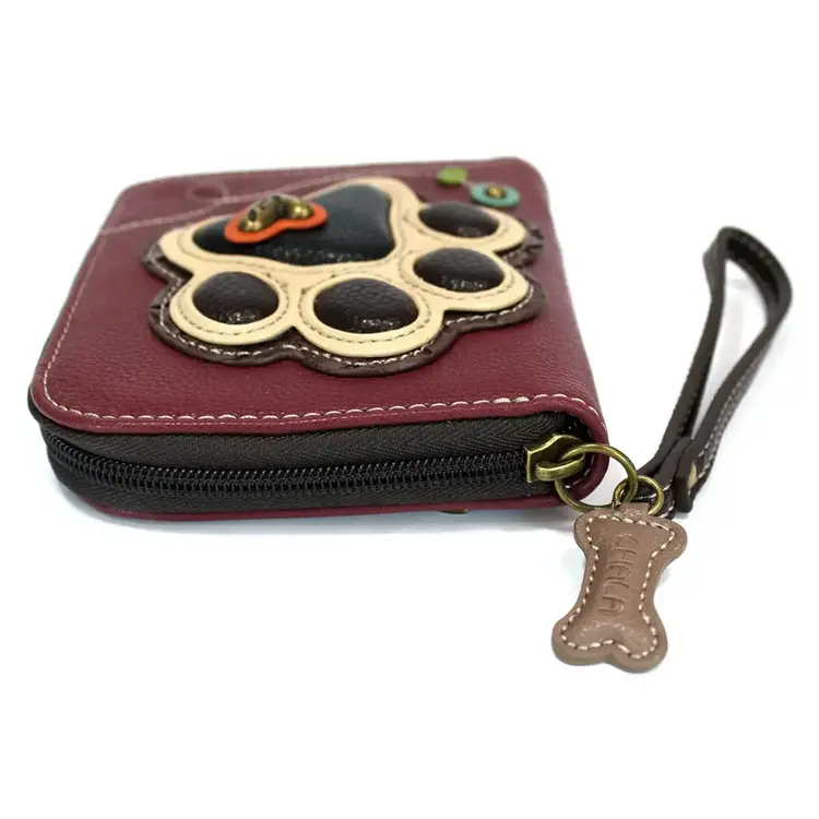 Chala Ivory Paw Print Zip Around Wallet