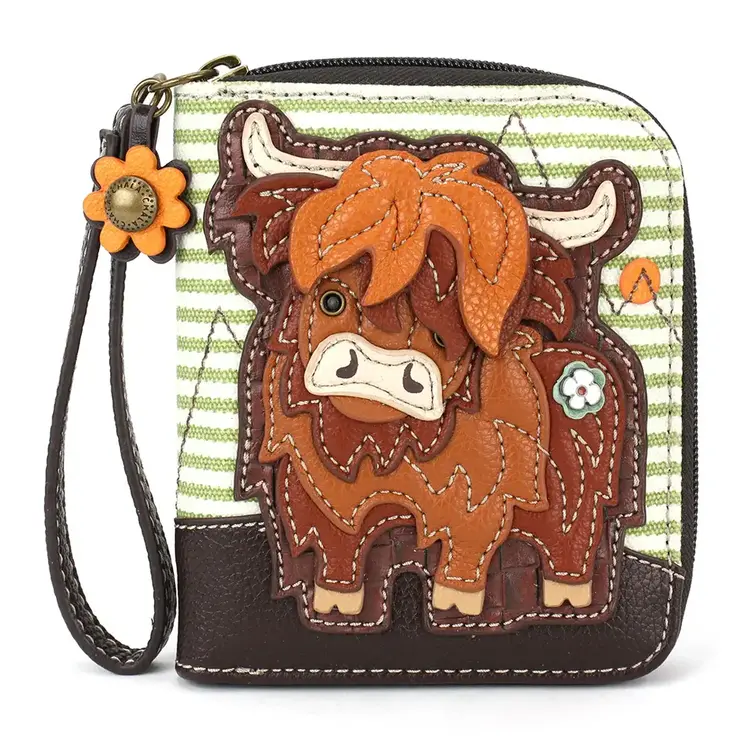 Chala Highland Cow Zip Around Wallet