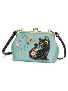 Chala Black Cat Kisslock Crossbody