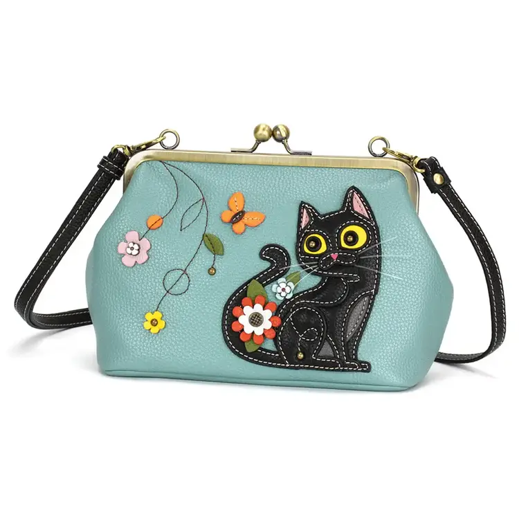 Chala Black Cat Kisslock Crossbody