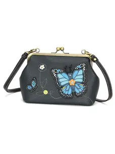 Chala Blue Butterfly Kisslock Crossbody