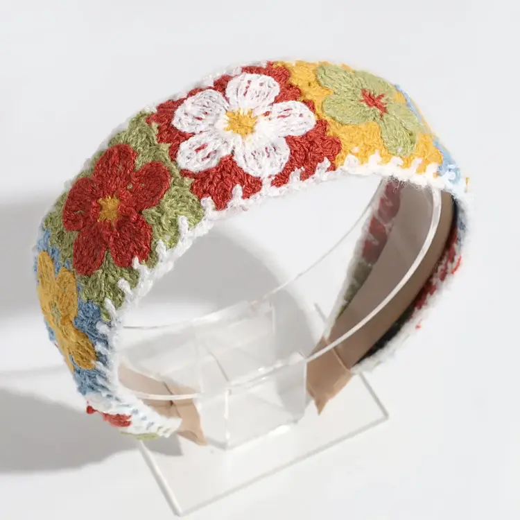 Floral Crochet Headband (Red)