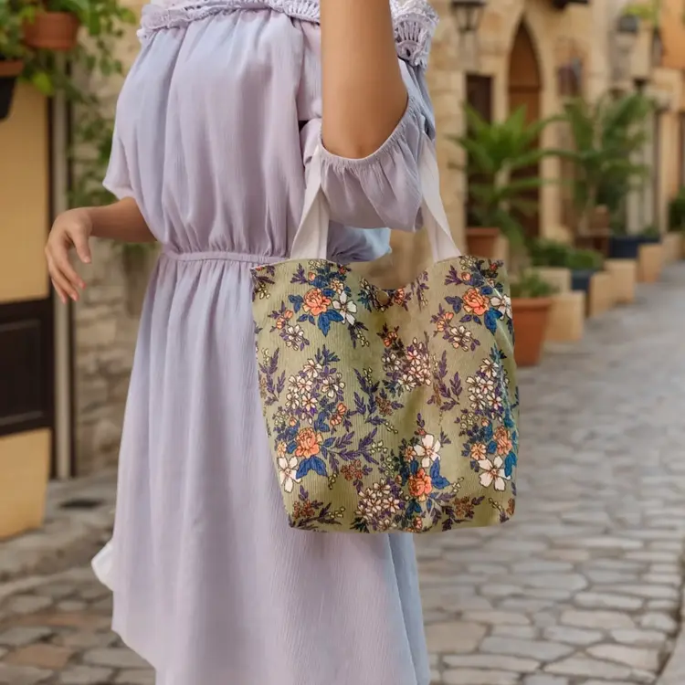 Vintage Corduroy Tote (Green)