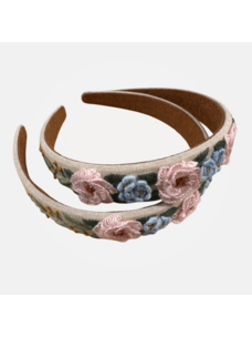 Quince Fables 3D Floral Embroidered Claire Headband (Beige)