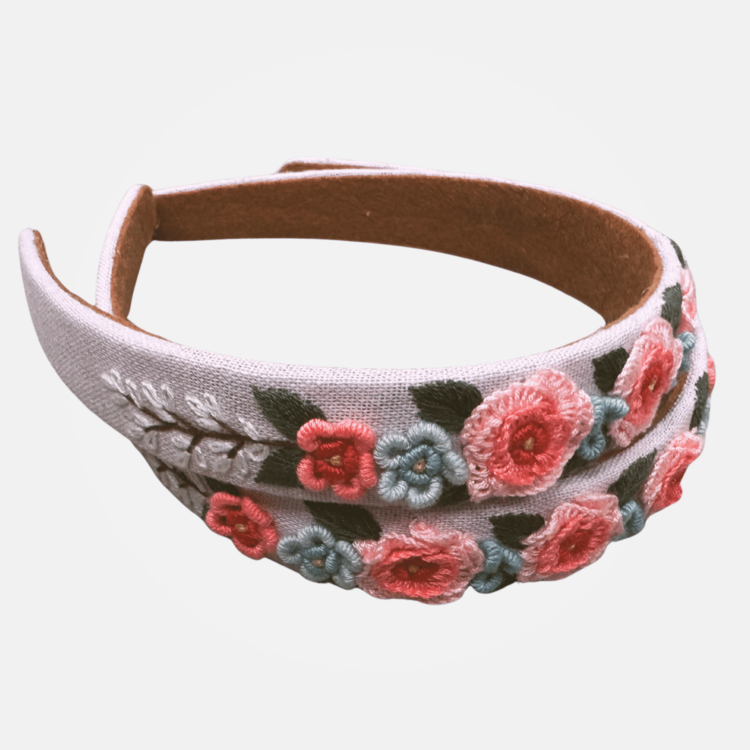 Quince Fables 3D Floral Embroidered Claire Headband (Purple)