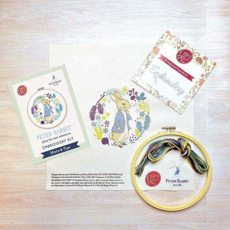 The Crafty Kit Company Beatrix Potter - Peter Rabbit Plans His Next Adventure Embroidery Kit