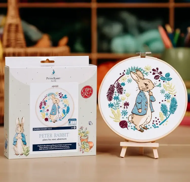 The Crafty Kit Company Beatrix Potter - Peter Rabbit Plans His Next Adventure Embroidery Kit