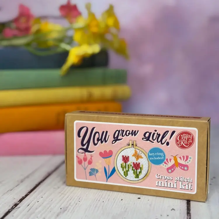 The Crafty Kit Company You Grow Girl! Mini Matchbox Cross Stitch Kit