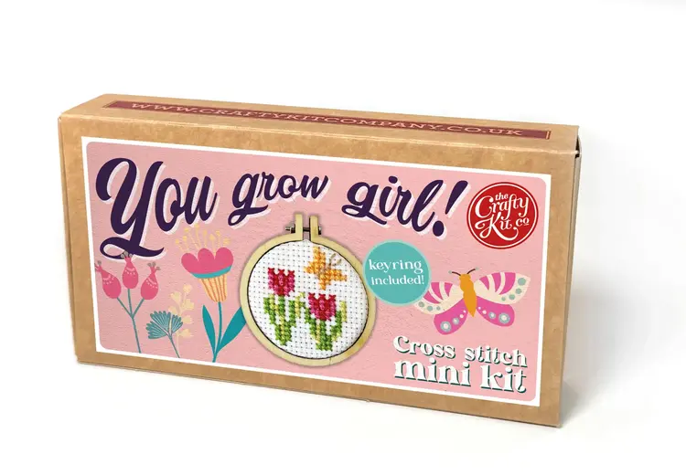 The Crafty Kit Company You Grow Girl! Mini Matchbox Cross Stitch Kit