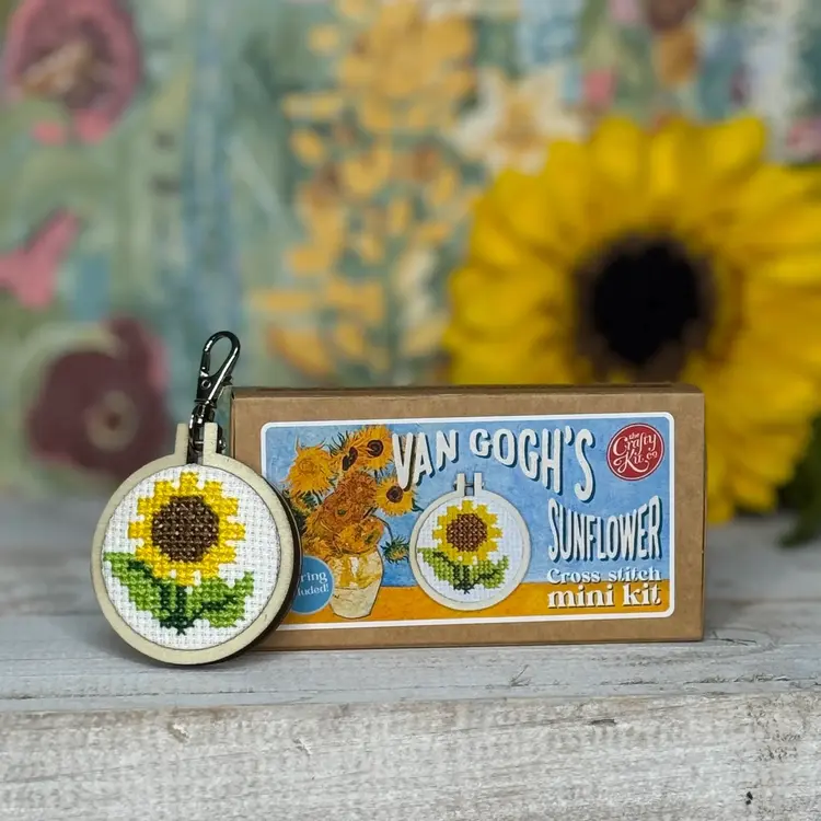 The Crafty Kit Company Van Gogh's Sunflower Mini Matchbox Cross Stitch Kit