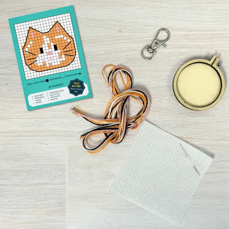 The Crafty Kit Company Keep Calm and Purr On! Mini Matchbox Cross Stitch Kit