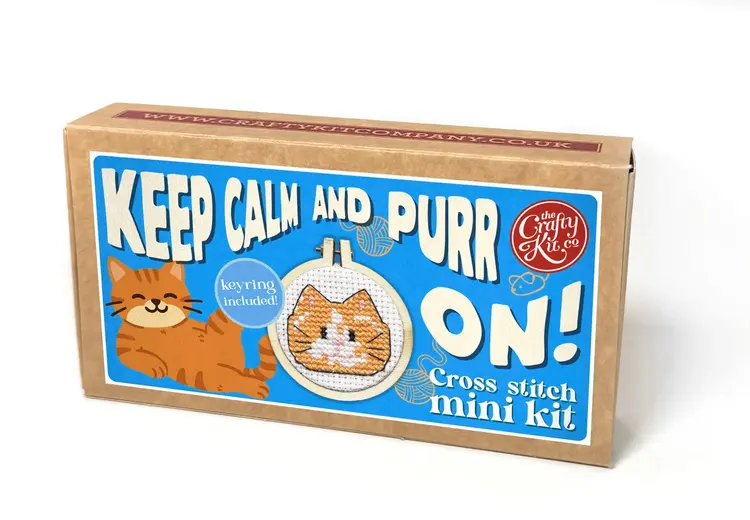 The Crafty Kit Company Keep Calm and Purr On! Mini Matchbox Cross Stitch Kit