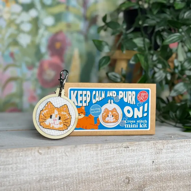 The Crafty Kit Company Keep Calm and Purr On! Mini Matchbox Cross Stitch Kit