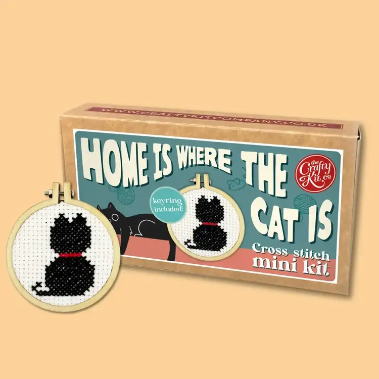 The Crafty Kit Company Home is Where the Cat is Mini Matchbox Cross Stitch Kit