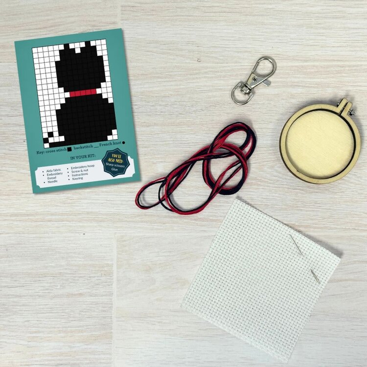 The Crafty Kit Company Home is Where the Cat is Mini Matchbox Cross Stitch Kit
