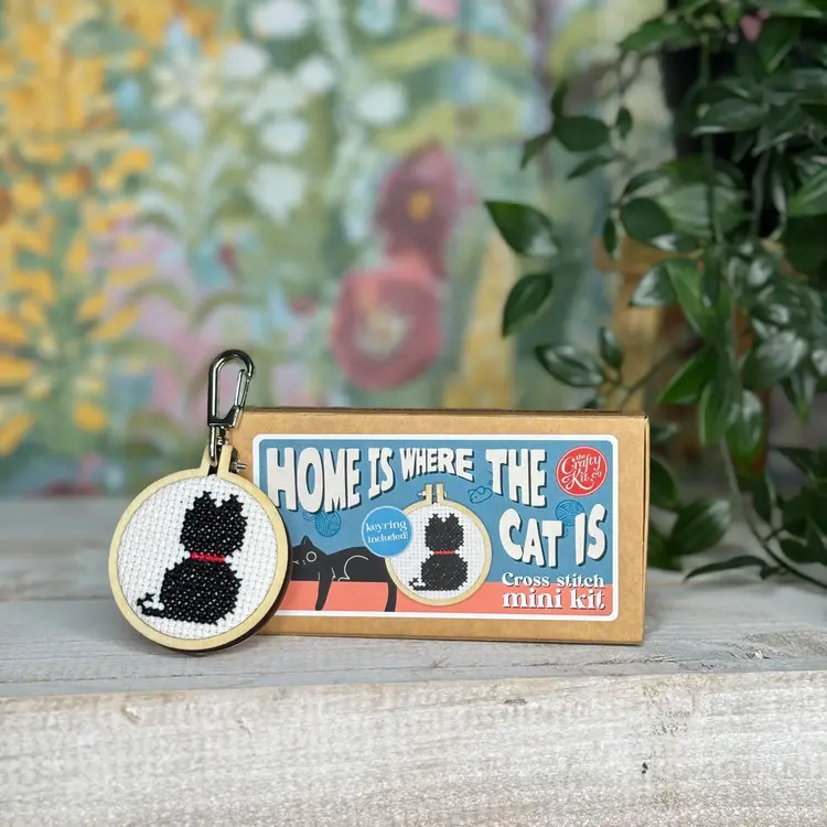 The Crafty Kit Company Home is Where the Cat is Mini Matchbox Cross Stitch Kit