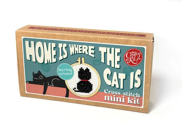 The Crafty Kit Company Home is Where the Cat is Mini Matchbox Cross Stitch Kit
