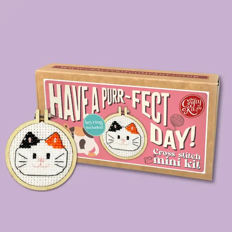The Crafty Kit Company Have a Purr-fect Day! Mini Matchbox Cross Stitch Kit
