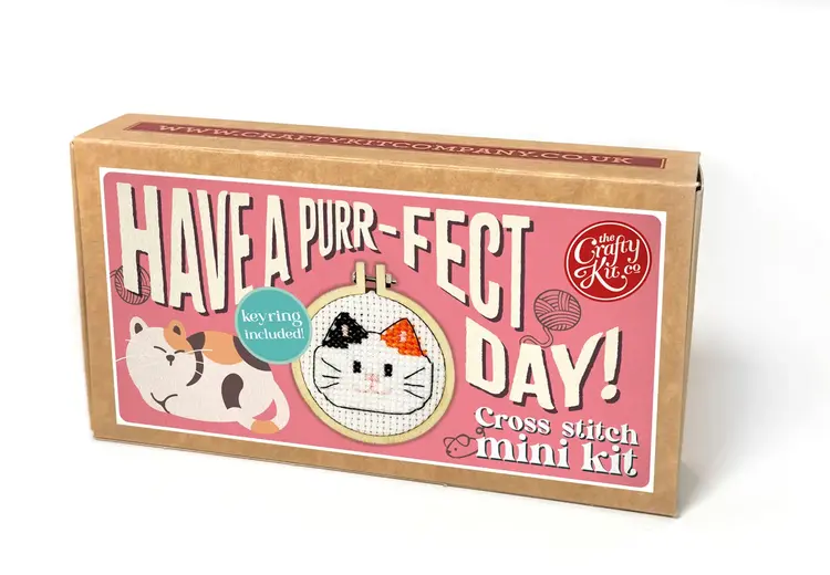 The Crafty Kit Company Have a Purr-fect Day! Mini Matchbox Cross Stitch Kit