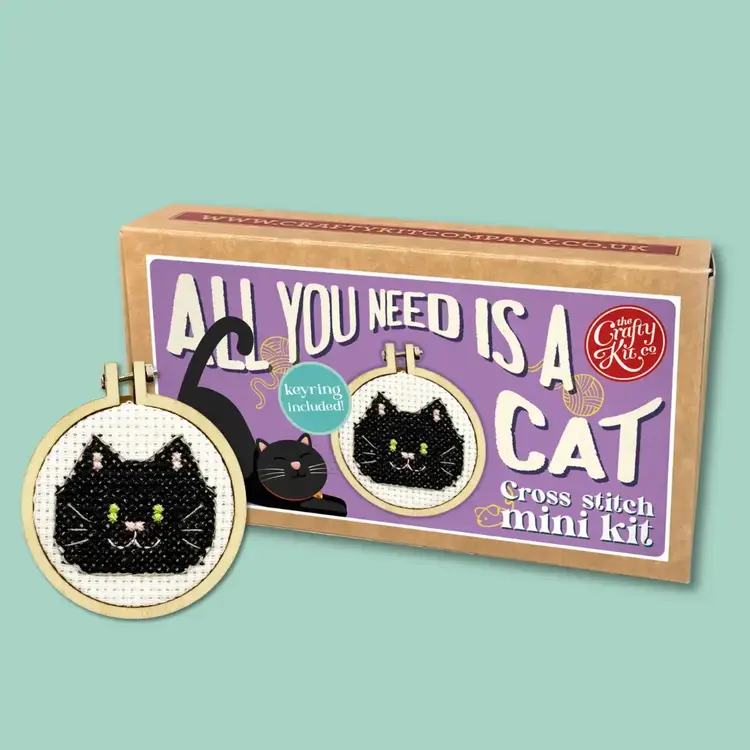 The Crafty Kit Company All You Need is a Cat Mini Matchbox Cross Stitch Kit
