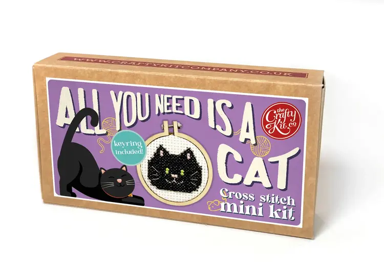 The Crafty Kit Company All You Need is a Cat Mini Matchbox Cross Stitch Kit