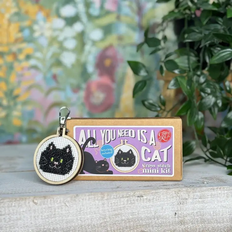 The Crafty Kit Company All You Need is a Cat Mini Matchbox Cross Stitch Kit