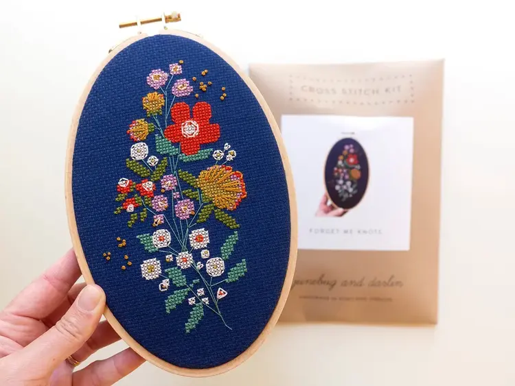 Junebug and Darlin Forget-Me-Knots Cross Stitch Kit