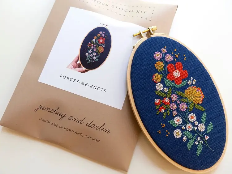 Junebug and Darlin Forget-Me-Knots Cross Stitch Kit