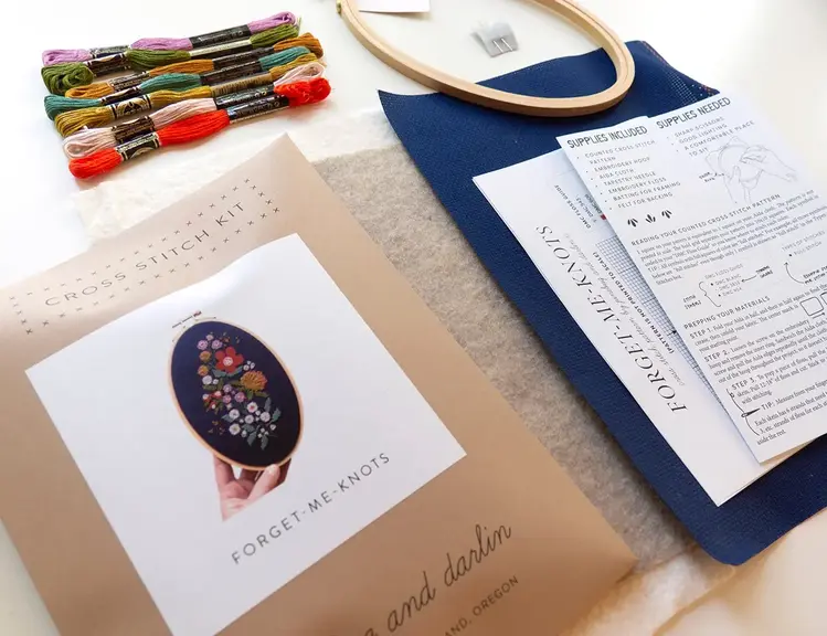 Junebug and Darlin Forget-Me-Knots Cross Stitch Kit