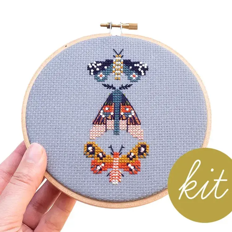 Junebug and Darlin Moths Cross Stitch Kit