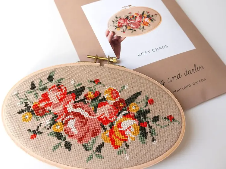 Junebug and Darlin Rosy Chaos Cross Stitch Kit