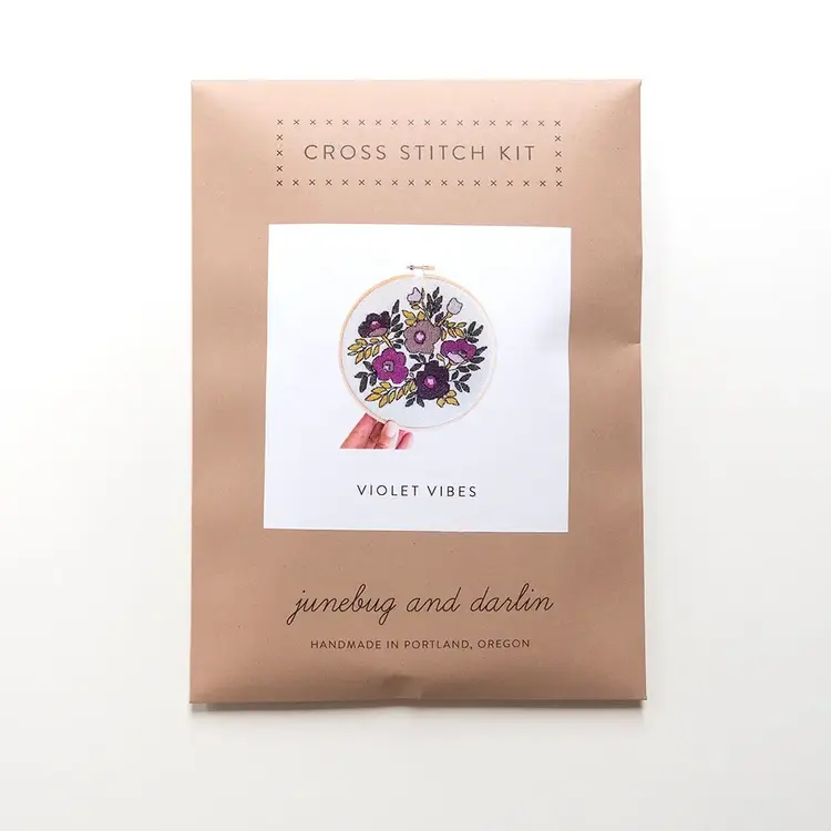 Junebug and Darlin Violet Vibes Cross Stitch Kit
